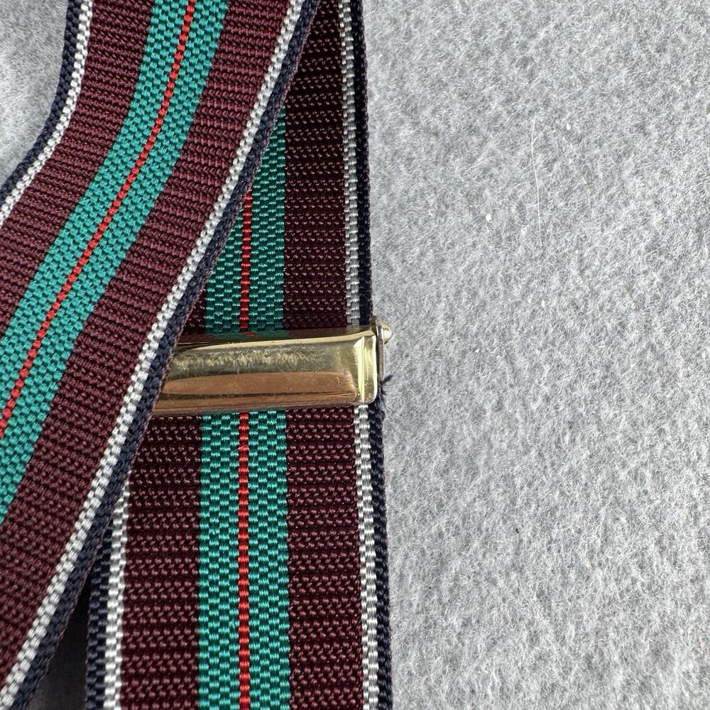 Vintage Cole Haan Suspenders Y Back Striped Leather Button Braces Preppy 90s EUC - Picture 6 of 10